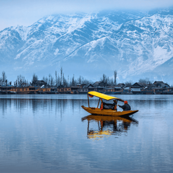Kashmir Valley landscape with water and mountains