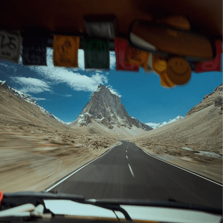 Travelers on a Zanskar road route